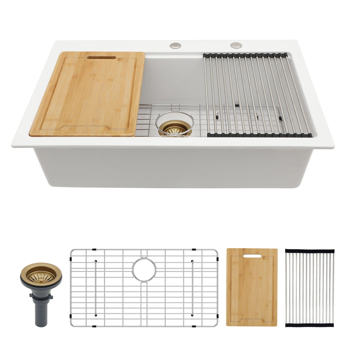 Granite Composite Quartz Kitchen Sink With Workstation Features And Drop In Design, photo 2 of 16