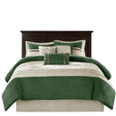 7 PC Pieced Faux Suede Comforter Set Green Cal King