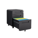 3 Drawer Mobile File Cabinet Under Desk Office,Simple Style Versatile Storage Cabinet for Legal/Letter/A4 Files, 5 Wheel Design Anti-Tilting Cold Rolled Steel Waterproof Moisture-Proof Black
