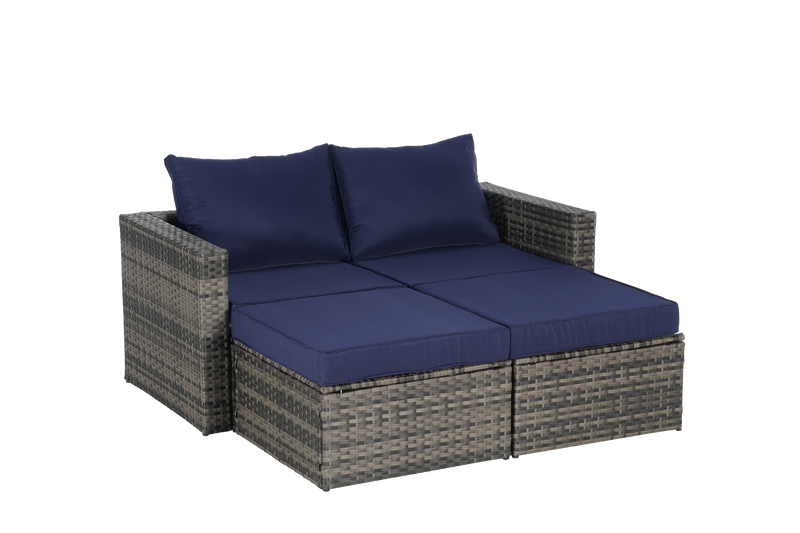 8 Piece Outdoor Patio Sofa Set, Sectional L- Shaped Patio Furniture Wicker Patio Conversation Set with Curved Sofa  Ottoman & Glass Top Table for Backyard Poolside