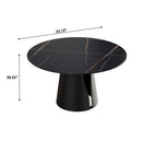 Modern Artificial Stone Round Carbon Steel Base Dining Table, Can Accommodate 6 People - Black by Unique Piece Furniture