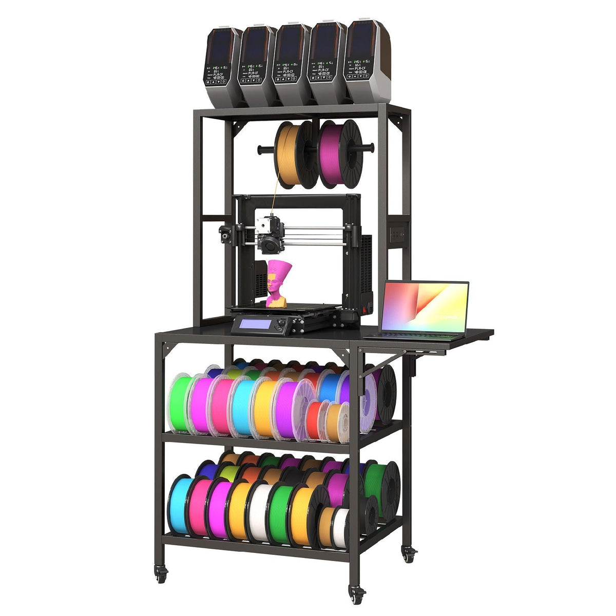 Heavy Duty 3D Printer Stand With Filament Storage Rack - Black, photo 2 of 4