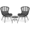 Cowan - Outdoor Wicker And Glass 3 Piece Chat Set With Cushions - Gray