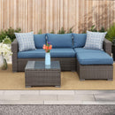 Armless Patio Sofa Set, With UV Resistant Frame And Waterproof Cushions - Blue / Brown by HouseOfZazla