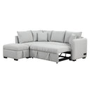 82.6" L-shaped Sectional Pull Out Sofa Bed Sleeper Sofa with Two USB Ports, Two Power Sockets and a Movable Storage Ottoman, Gray