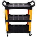 3 Tier Rolling Auto Detail Cart With Wheels - Yellow & Black