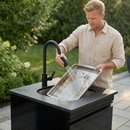 Double Door Sink Cabinet with Tap Stainless Steel Outdoor Kitchen by HouseOfZazla
