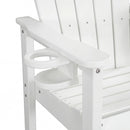 Outdoor Bar Height Adirondack Patio Chair With Cup Holder And Armrests All Weather UV Resistant - White