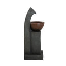 Sculptural Water Fountain With Bowl Basin, With Light And Pump, For Indoor And Outdoor - Brown / Black
