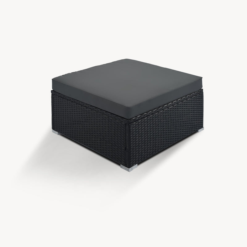 8-Pieces Outdoor Patio Furniture Sets, Garden Conversation Wicker Sofa Set, Single Sofa Combinable, Gray Cushions Black Wicker