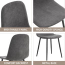 A set of 6 modern medieval style restaurant cushioned side chairs, equipped with soft cushions and black metal legs, suitable for kitchens, lounges, and farmhouses.
