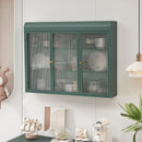 Arched Wall Mounted Cabinet, 3 Door Storage For Kitchen - Dark Green