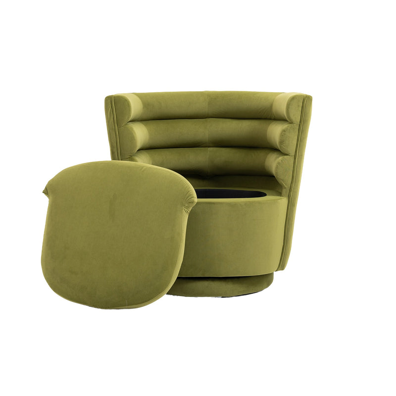Swivel Barrel Chair, Comfy Round Accent Chair with storage for Living Room, 360 Degree Swivel Barrel Club Chair, Leisure Arm Chair for Nursery, Hotel, Bedroom, Office