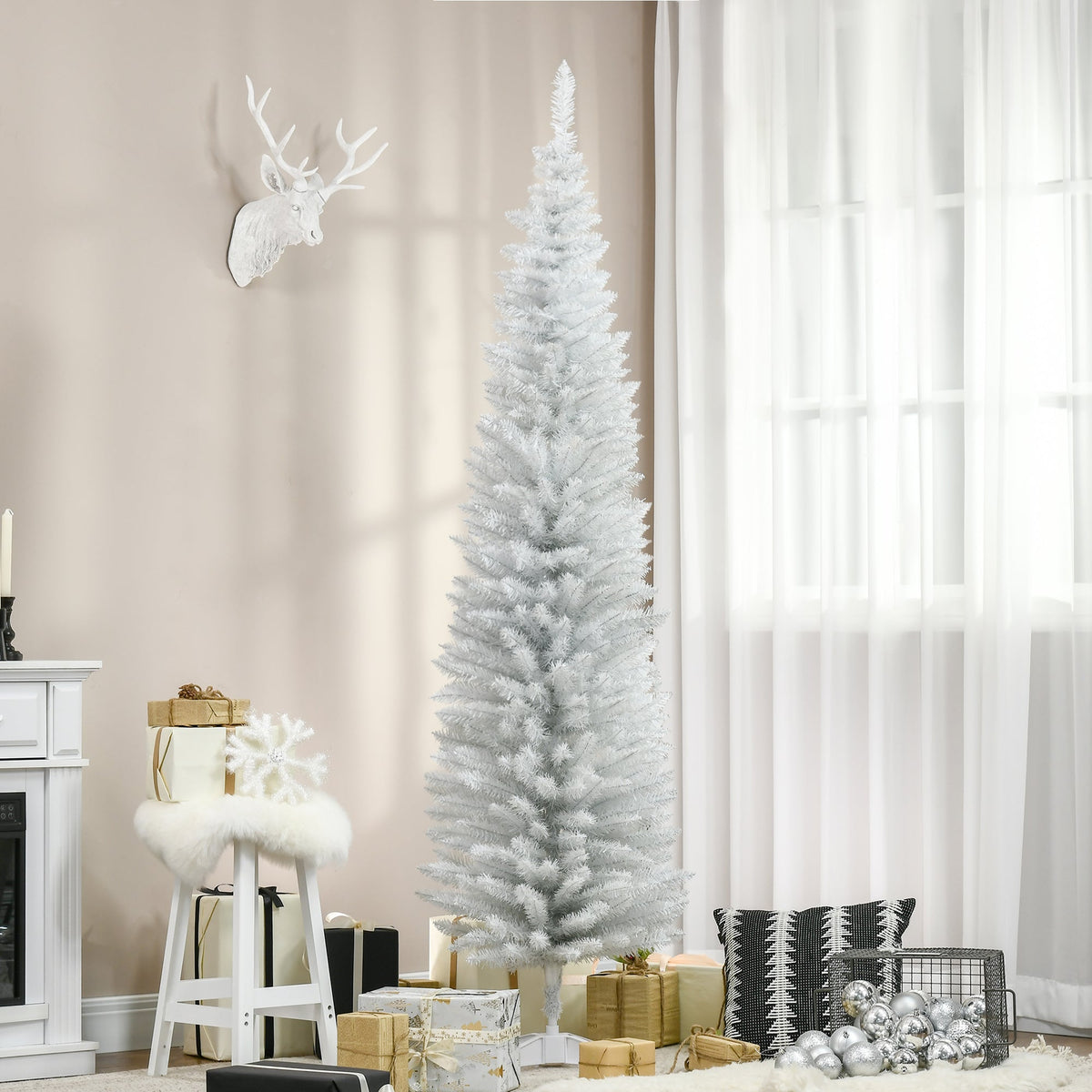 HOMCOM 7' Artificial Pencil Christmas Tree, photo 9 of 10