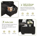 83.8" Reversible Sectional Pull-Out Sofa Bed L-Shaped Corner Sofa Couch with Storage Chaise, USB Ports, Power Sockets, Cup Holder for Living Room, Bedroom, Study, Black