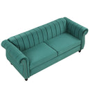 82.5" Modern Sofa Dutch Fluff Upholstered sofa with solid wood legs, buttoned tufted backrest,green