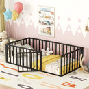 Metal Floor Bed Frame With Fence And Door by HouseOfZazla