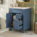 Bathroom Vanity With Ceramic Sink, Compact Cabinet With 2 Drawers And Adjustable Shelf - Blue by HouseOfZazla