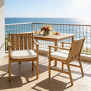 2-Piece Outdoor Acacia Wood Arm Dining Chairs with Removable Cushions