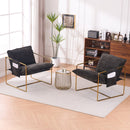 Upholstered Hanging Armchair With Arm Pocketsmetal Frame (Set of 2), Plated Craftsmanship, Crushed Foam Cushions And Skin-Friendly Woven Fabric For Living Room And Bedroom by HouseOfZazla