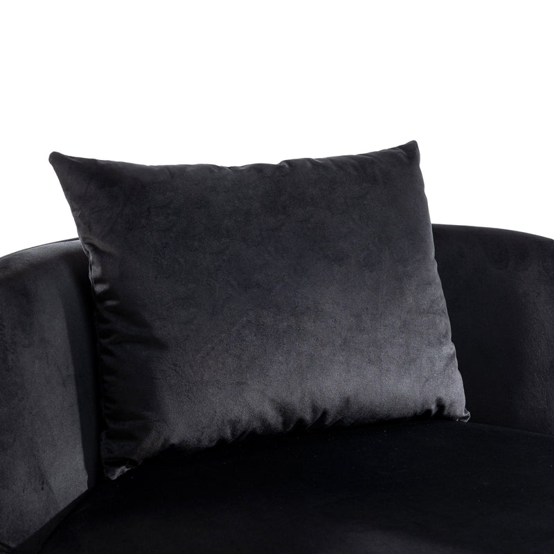 360 Degree Swivel Accent Chair Velvet Modern Upholstered Barrel Chair Over-Sized Soft Chair with Seat Cushion for Living Room, Bedroom, Office, Apartment, Black