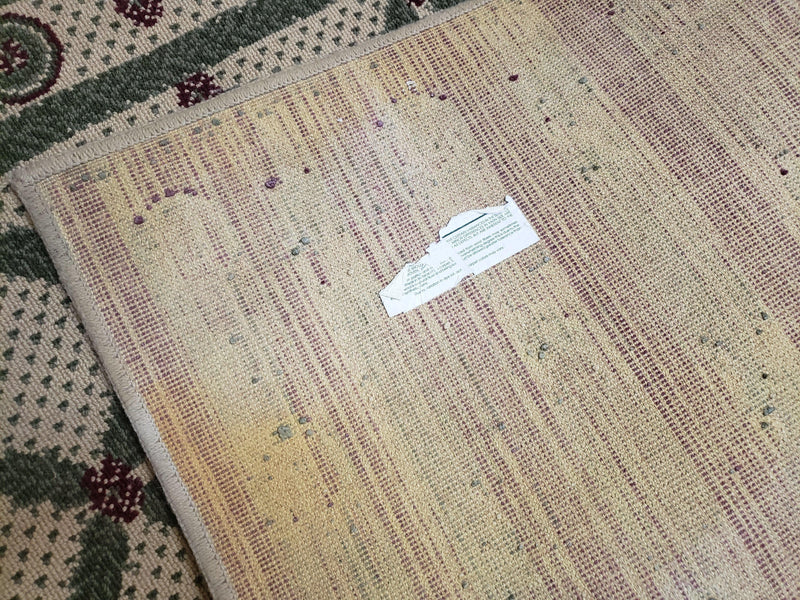 4x5 Panel Design Rug, 4' x 5' Power-Loomed Vintage Rug, Beige & Pine Green Carpet