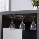 Home Bar Table With Wine Glass Compartment And Three Shelves - Distressed Gray / Black by HouseOfZazla