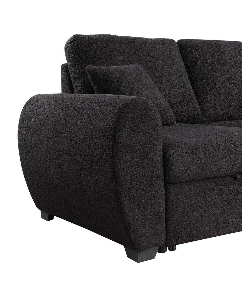 Veronica - Reversible Sleeper Sectional Sofa With Storage Chaise - Black, photo 2 of 7