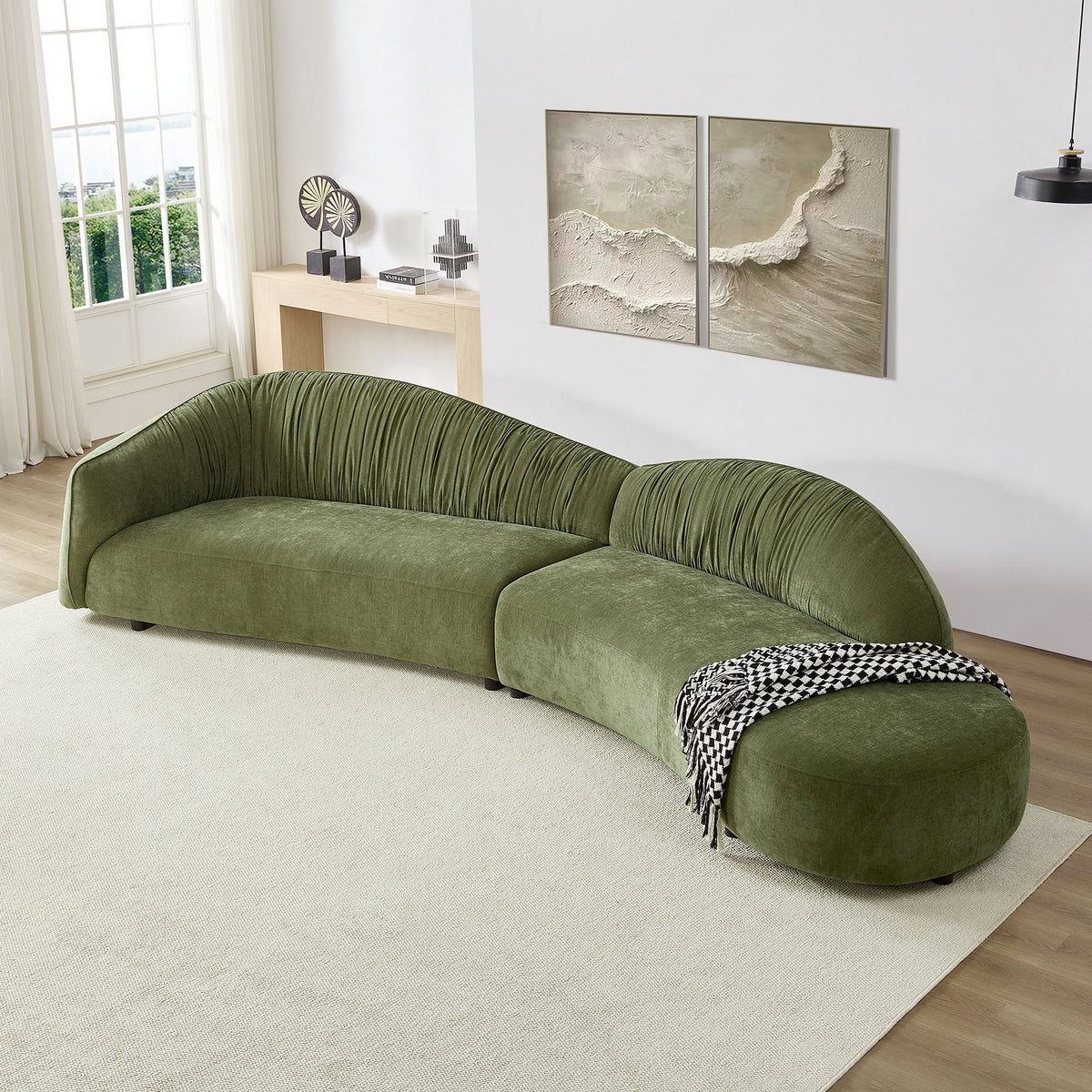 145.67" Mid-Century Upholstered Comfy Couch with Facing Chaise Right, photo 4 of 10