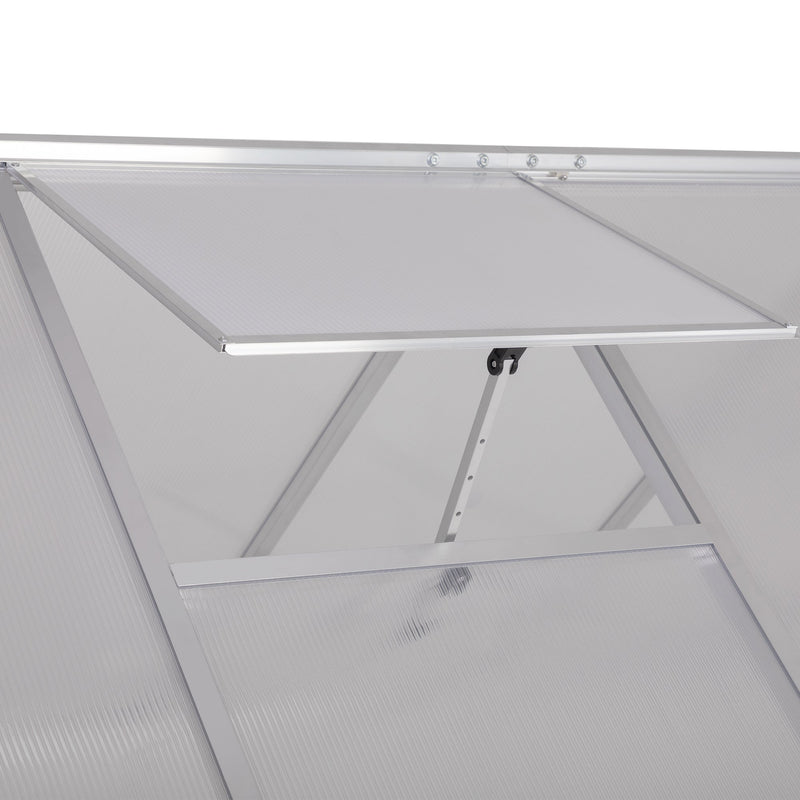 6x8 FT Polycarbonate Greenhouse, Outdoor Walk-in Green House with Vent Window, Hinged Door, Rain Gutter, Heavy-Duty Aluminum Hot House for Backyard Garden