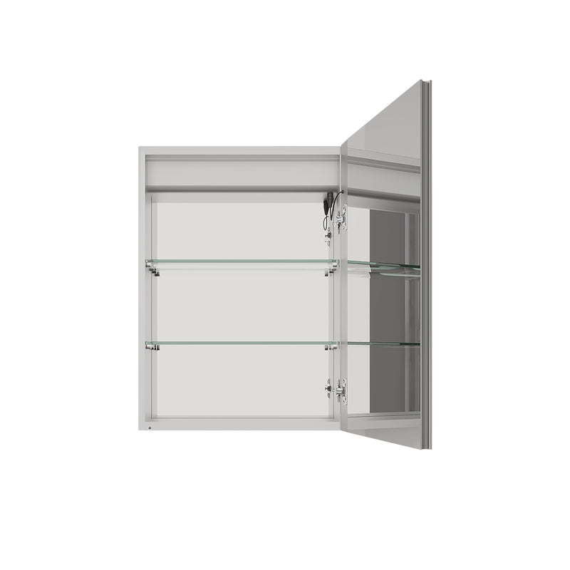 26x20 inch Bathroom Medicine Cabinet with LED Mirror, Anti-Fog, Waterproof, 3000K~6000K Single Door Lighted Bathroom Cabinet with Touch Swich, Dimmable, Recessed or Surface Mount (Right Door)