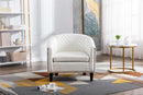 accent Barrel chair living room chair with nailheads and solid wood legs white pu leather
