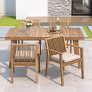 5 Piece Patio Furniture Set Acacia Wood Table And 4 Heavy Duty Cushioned Chairs by HouseOfZazla