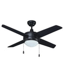 52" Europa IV 4-Blade Ceiling Fan Black Finish with Integrated LED Light by LampsUSA