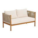 Outdoor Loveseat and Coffee Table Set with Acacia Wood Frame in Teak Look by HouseOfZazla