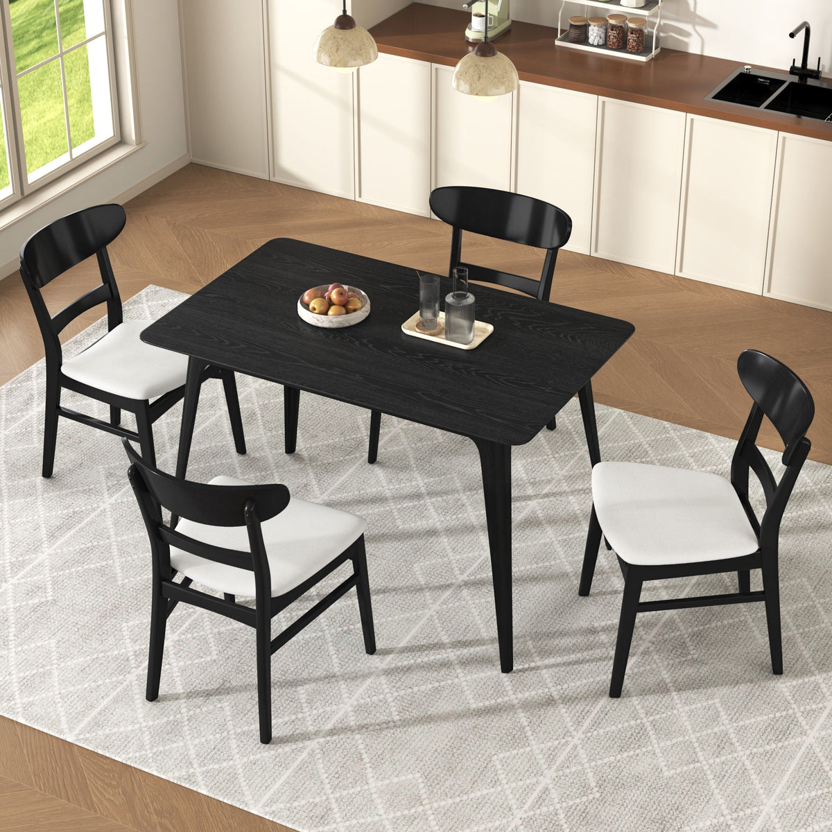 5 Piece Dining Set With Table And 4 Upholstered Chairs, photo 7 of 40