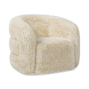 Colt - Fur Swivel Upholstered Barrel Accent Arm Chair - Cream Beige
