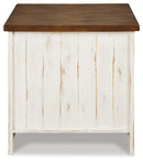 Wystfield - Rectangular End Table - 2 Doors - White / Brown