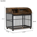38" Heavy Duty Dog Crate Furniture for Medium Dog with Lockable Wheels, Wooden Dog Crate Dog Kennel, End Table Crate with Double layer storage, Brown