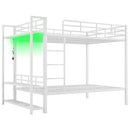 Bunk Bed With Storage Shelves, Clothes Hooks, LED Light by HouseOfZazla
