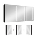 60x30 Inch LED Bathroom Medicine Cabinet Surface Mount Double Door Lighted Medicine Cabinet, Medicine Cabinets for Bathroom with Mirror Defogging, Dimmer Black