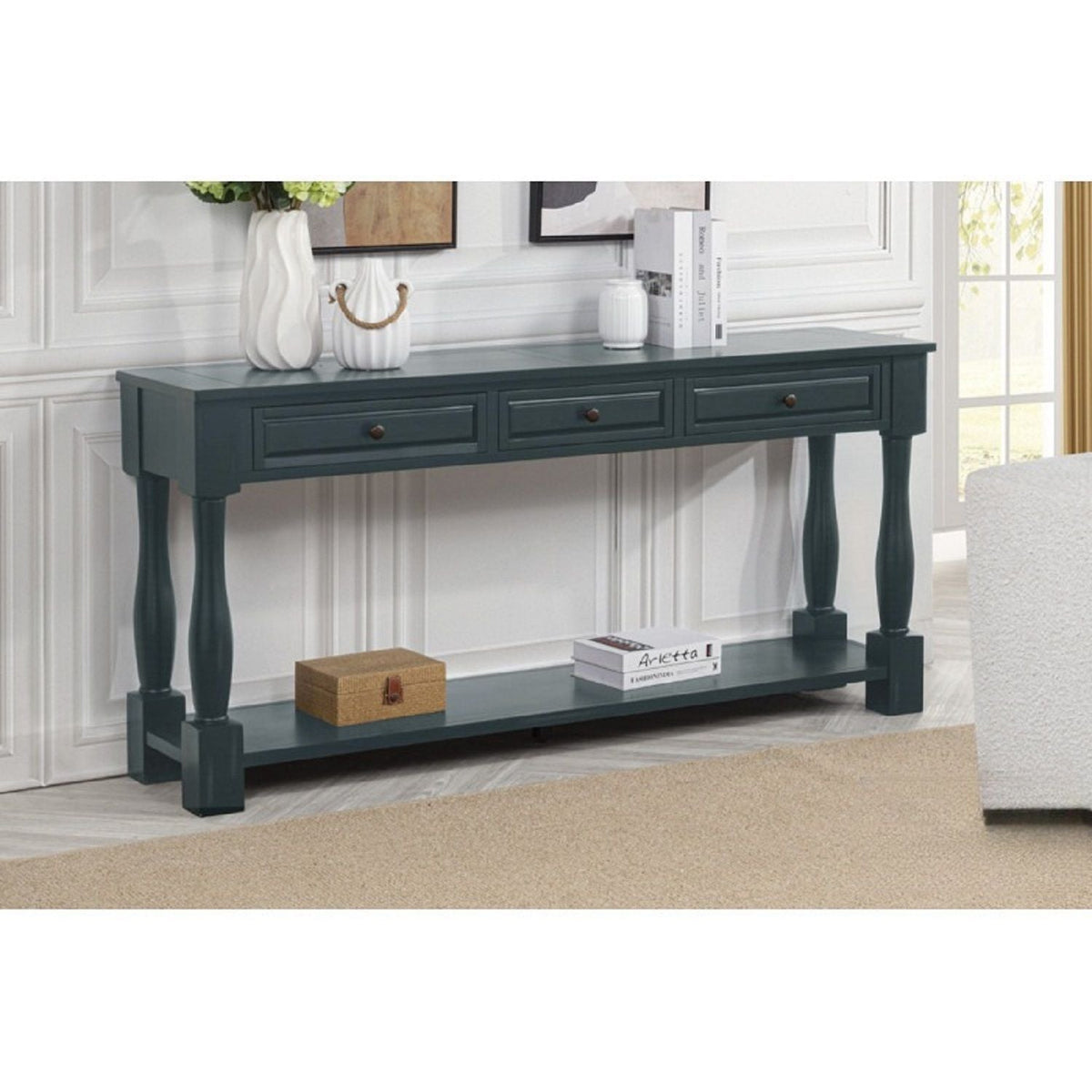 Long Console Table With Drawers And Shelf, photo 3 of 10