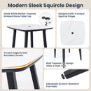 5 Pieces Outdoor Patio Bar Set, Rounded Square Sintered Stone Table & 4 Swivel Bar Chairs