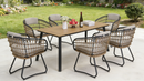 Outdoor Folding Dining Table for 4-6 with Steel Frame and Umbrella Hole by HouseOfZazla