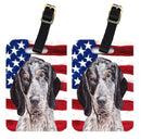 Blue Tick Coonhound with American Flag USA Luggage Tag