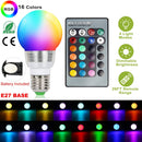 16 Colors Change LED Bulbs E27 3W RGB Dimmable Mood Lighting Lamp IR Remote Control