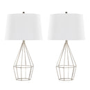 Diana 29" Contemporary Metal Table Lamp Set in Polished Nickel