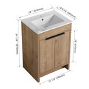 24" Freestanding Bathroom Vanity with White Ceramic Sink & 2 Soft-Close Cabinet Doors ((KD-PACKING),BVB02424IMO-G-