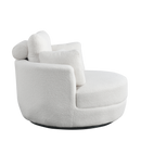 39" W Oversized Swivel Chair with moon storage ottoman for Living Room, Modern Accent Round Loveseat Circle Swivel Barrel Chairs for Bedroom Cuddle Sofa Chair Lounger Armchair, 4 Pillows, Teddy Fabric