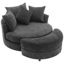 360° Swivel Accent Barrel Chair With Storage Ottoman & 4 Pillows, Modern Leisure Chair Round Accent For Living Room by HouseOfZazla